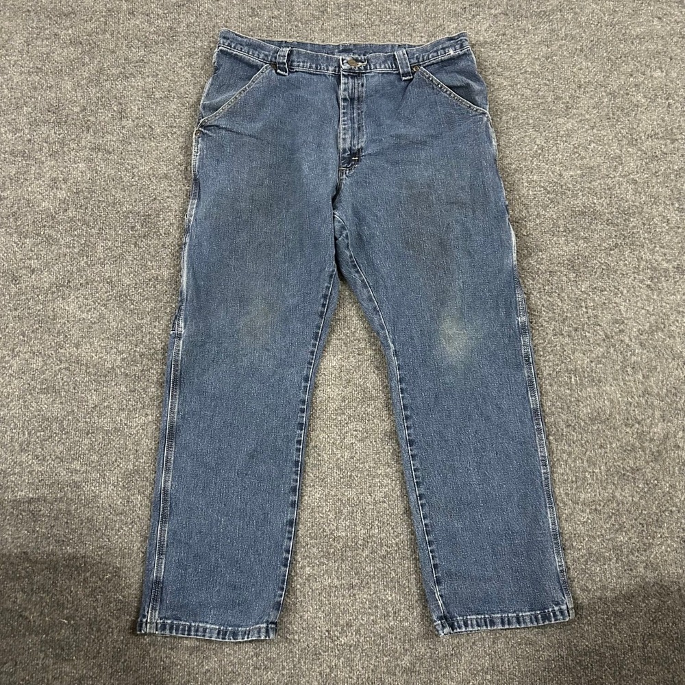Wrangler Carpenter Jeans Mens Size 36x30 Blue Denim Relaxed Fit Utility Workwear